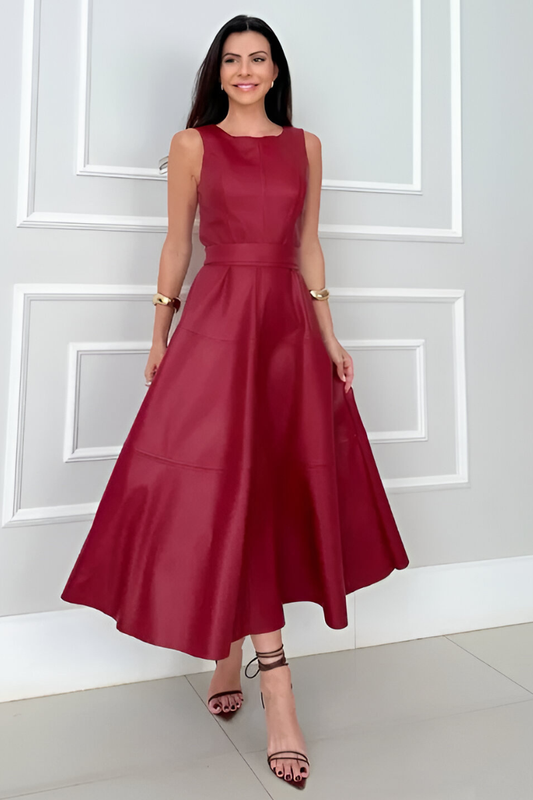 VEGA | VESTIDO MODERNO Y ELEGANTE CON EFECTO CUERO