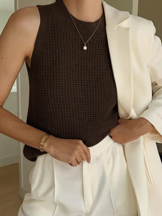 LUMIÉRE | BLUSA DE TIRANTES CON HUECOS DE PUNTO