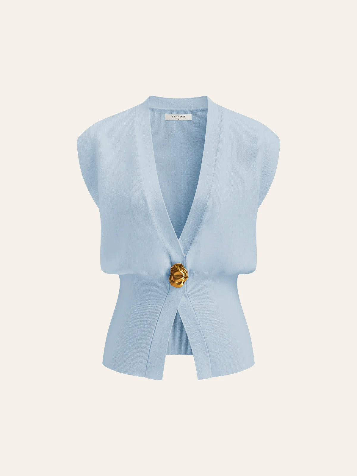 MADAME | CHALECO CON CUELLO EN V Y DETALLE ABOTONADO