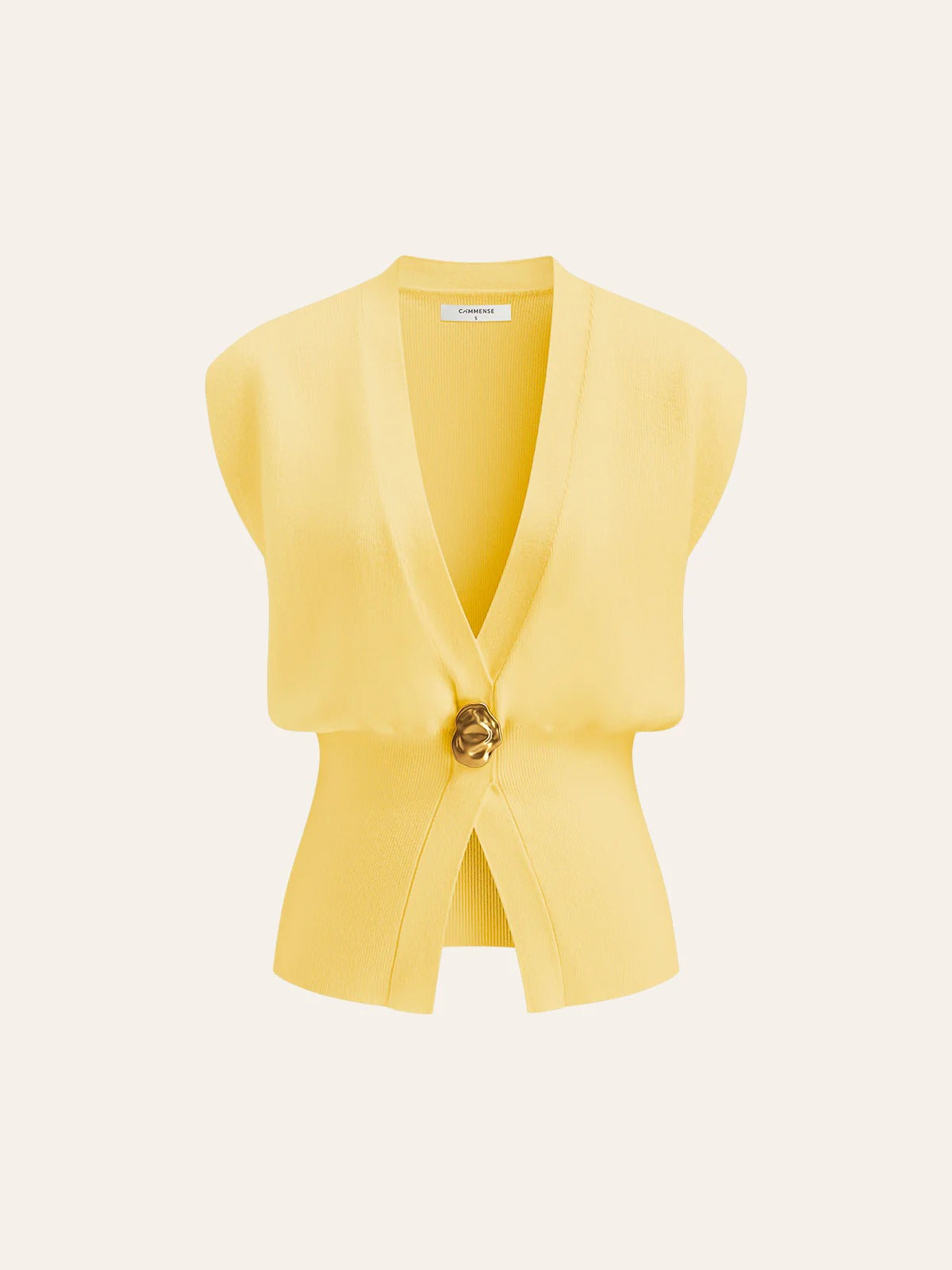 MADAME | CHALECO CON CUELLO EN V Y DETALLE ABOTONADO