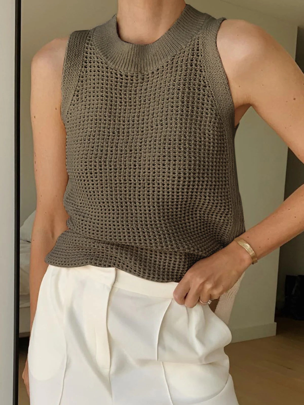 LUMIÉRE | BLUSA DE TIRANTES CON HUECOS DE PUNTO