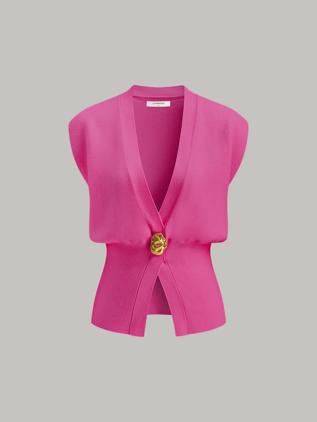 MADAME | CHALECO CON CUELLO EN V Y DETALLE ABOTONADO