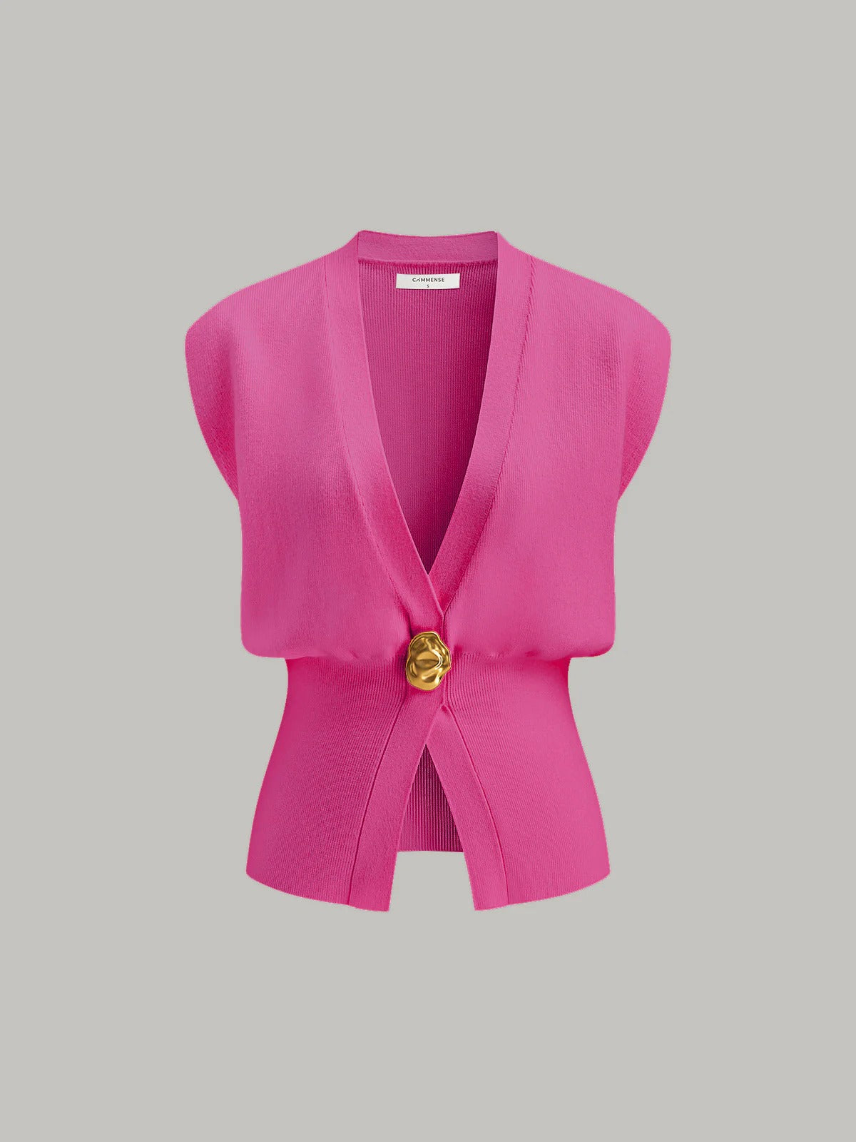 MADAME | CHALECO CON CUELLO EN V Y DETALLE ABOTONADO