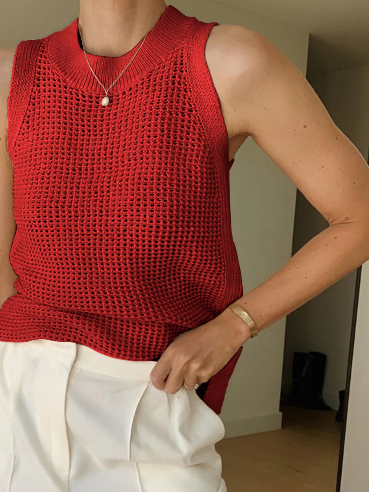 LUMIÉRE | BLUSA DE TIRANTES CON HUECOS DE PUNTO