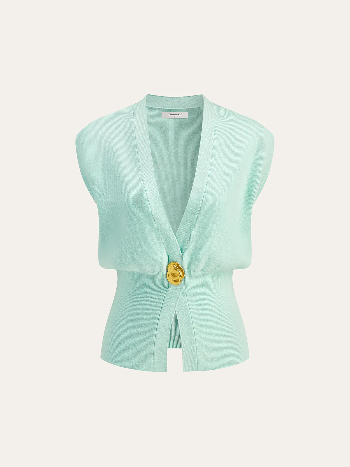 MADAME | CHALECO CON CUELLO EN V Y DETALLE ABOTONADO