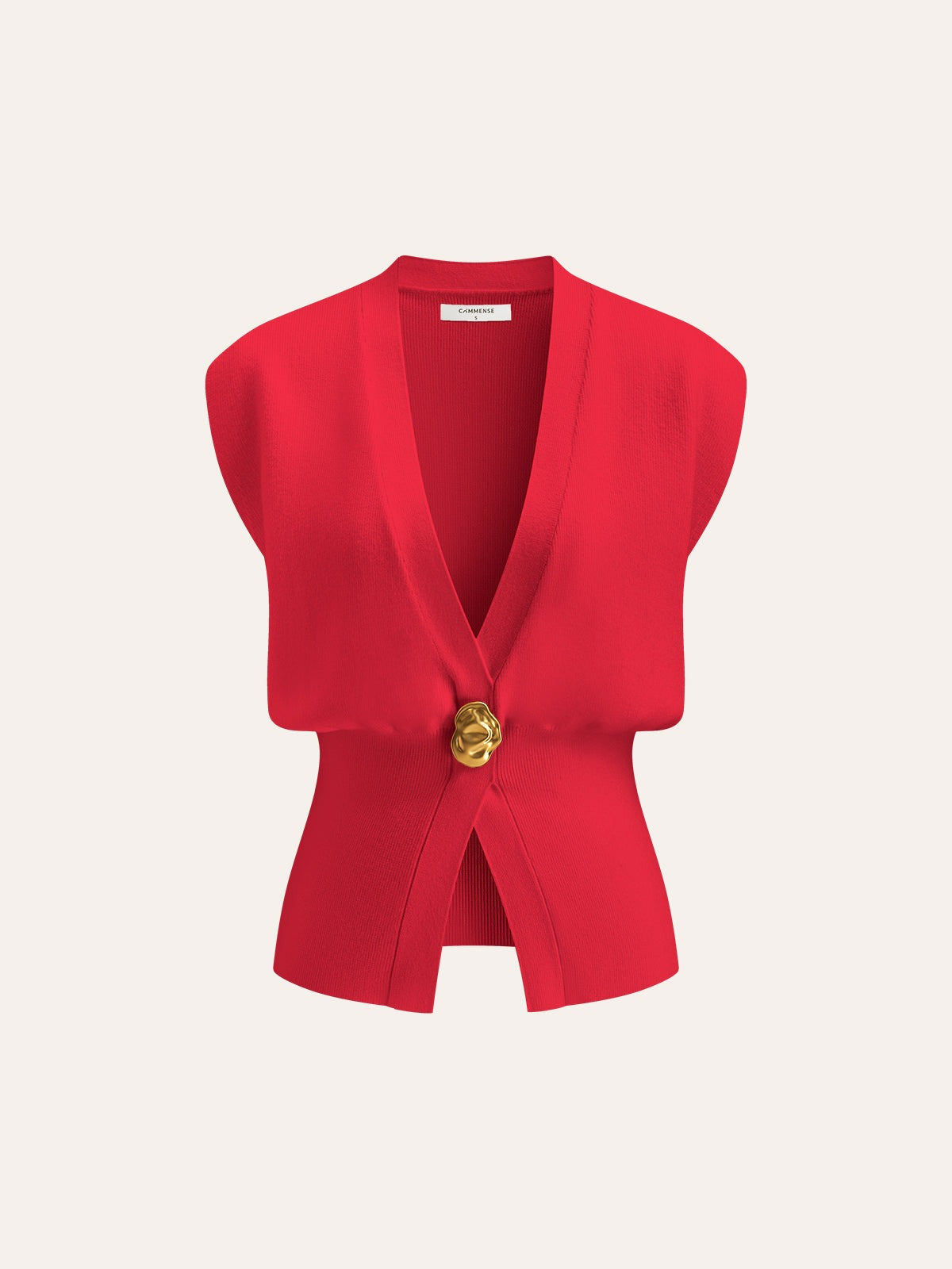 MADAME | CHALECO CON CUELLO EN V Y DETALLE ABOTONADO