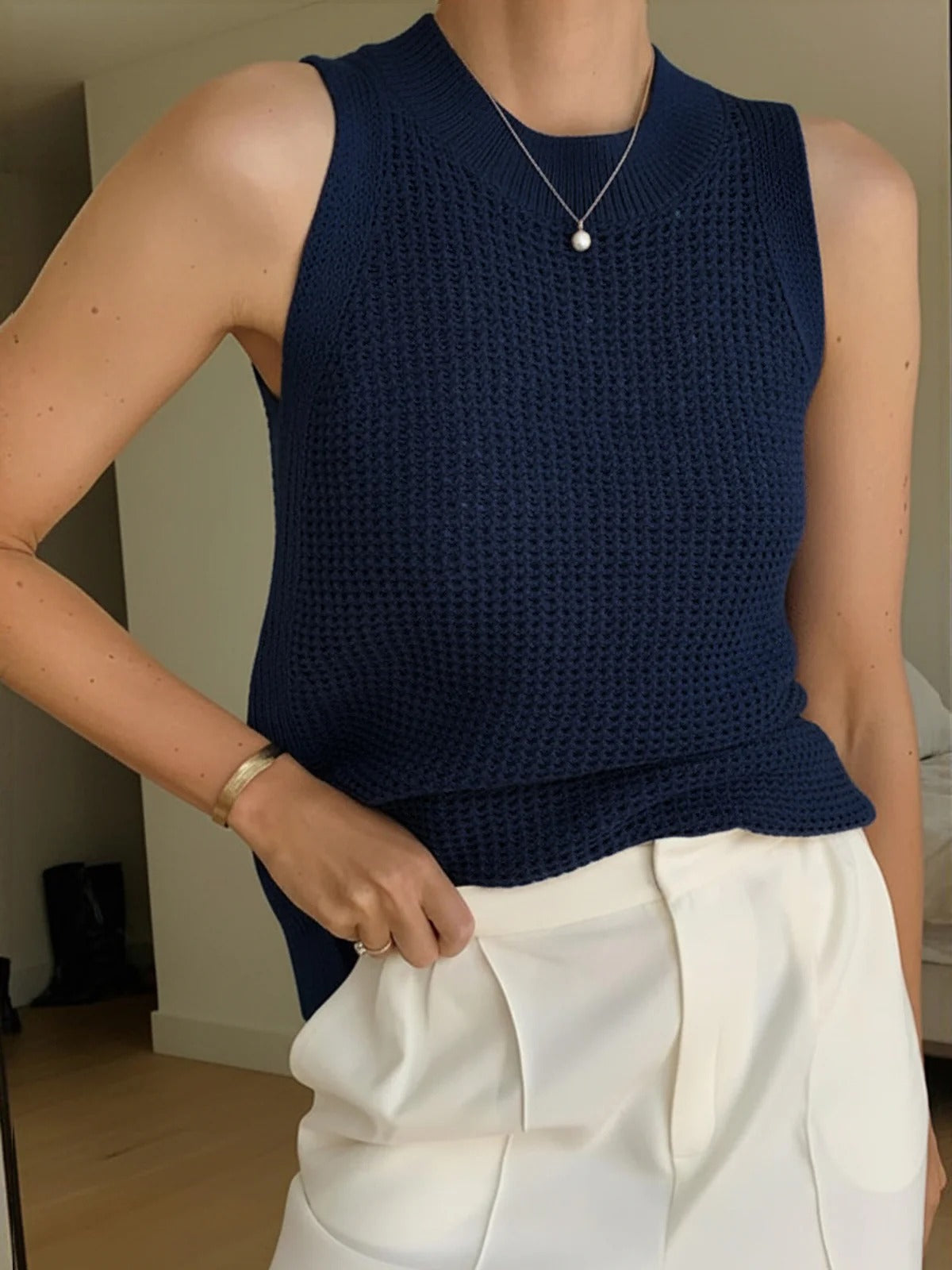 LUMIÉRE | BLUSA DE TIRANTES CON HUECOS DE PUNTO
