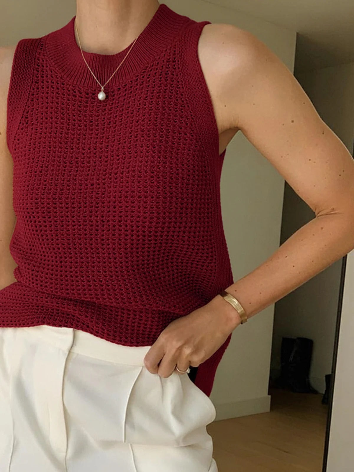LUMIÉRE | BLUSA DE TIRANTES CON HUECOS DE PUNTO