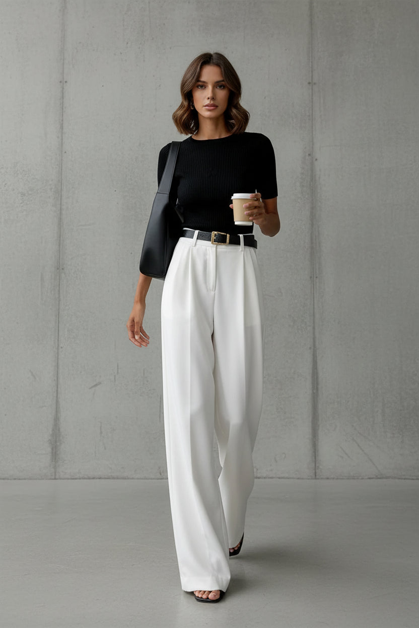 REGINA | PANTALONES ANCHOS LISOS SIN CINTURÓN