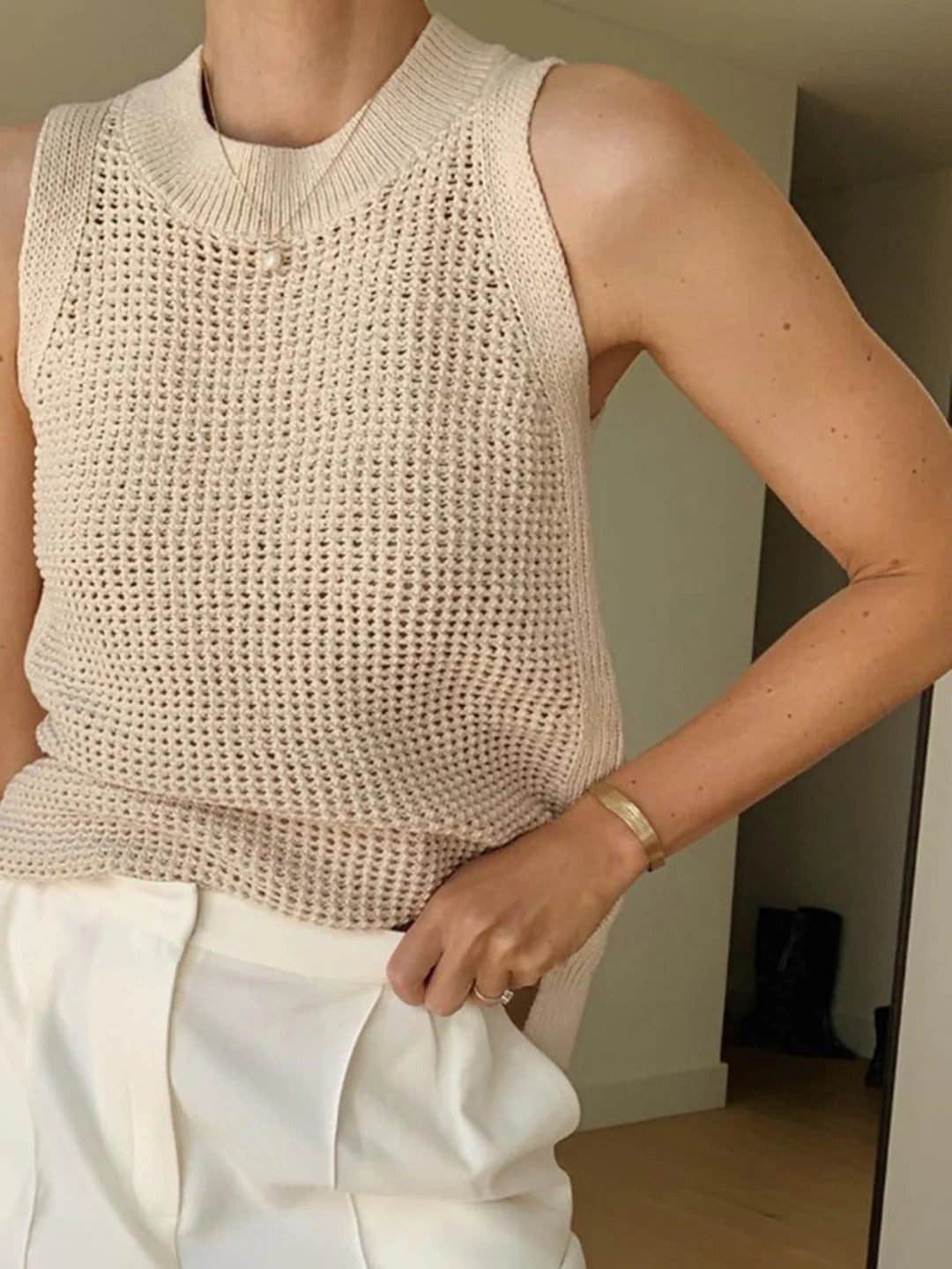 LUMIÉRE | BLUSA DE TIRANTES CON HUECOS DE PUNTO